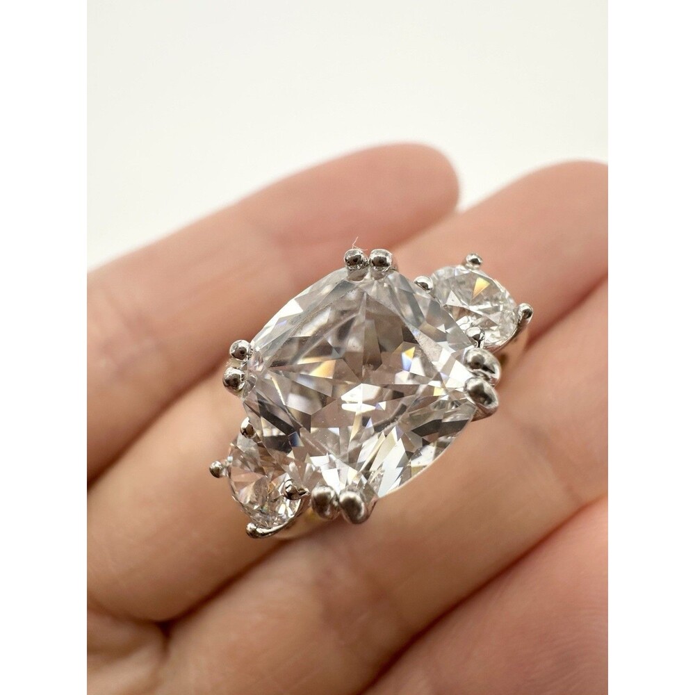 Gold Plated Radiant Cut Engraved Rosemary Ring Size 7